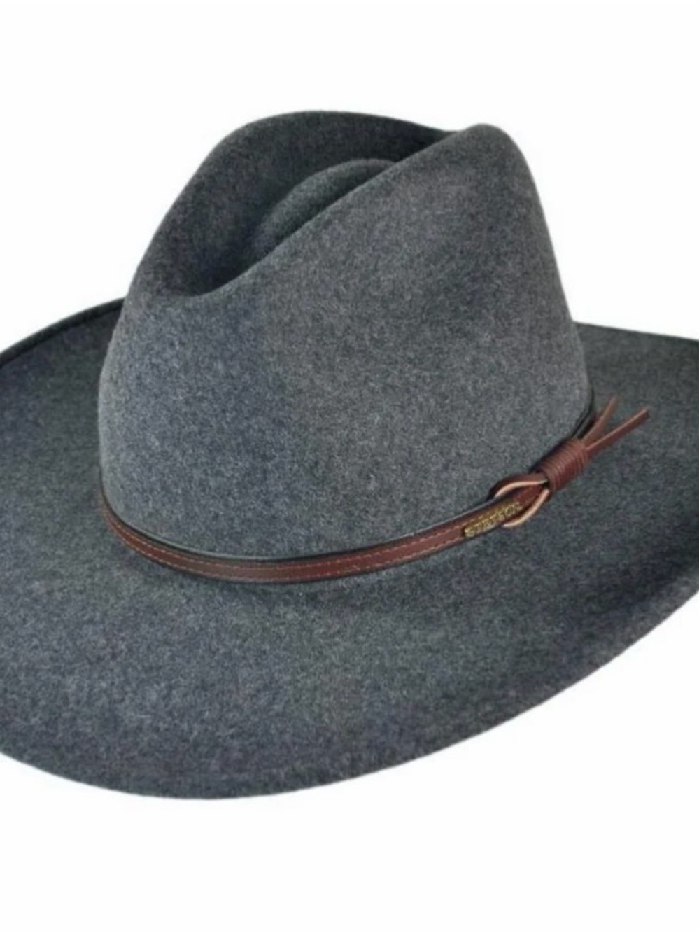 Stetson Gray Wool Crushable Fedora with Black Sweatband
